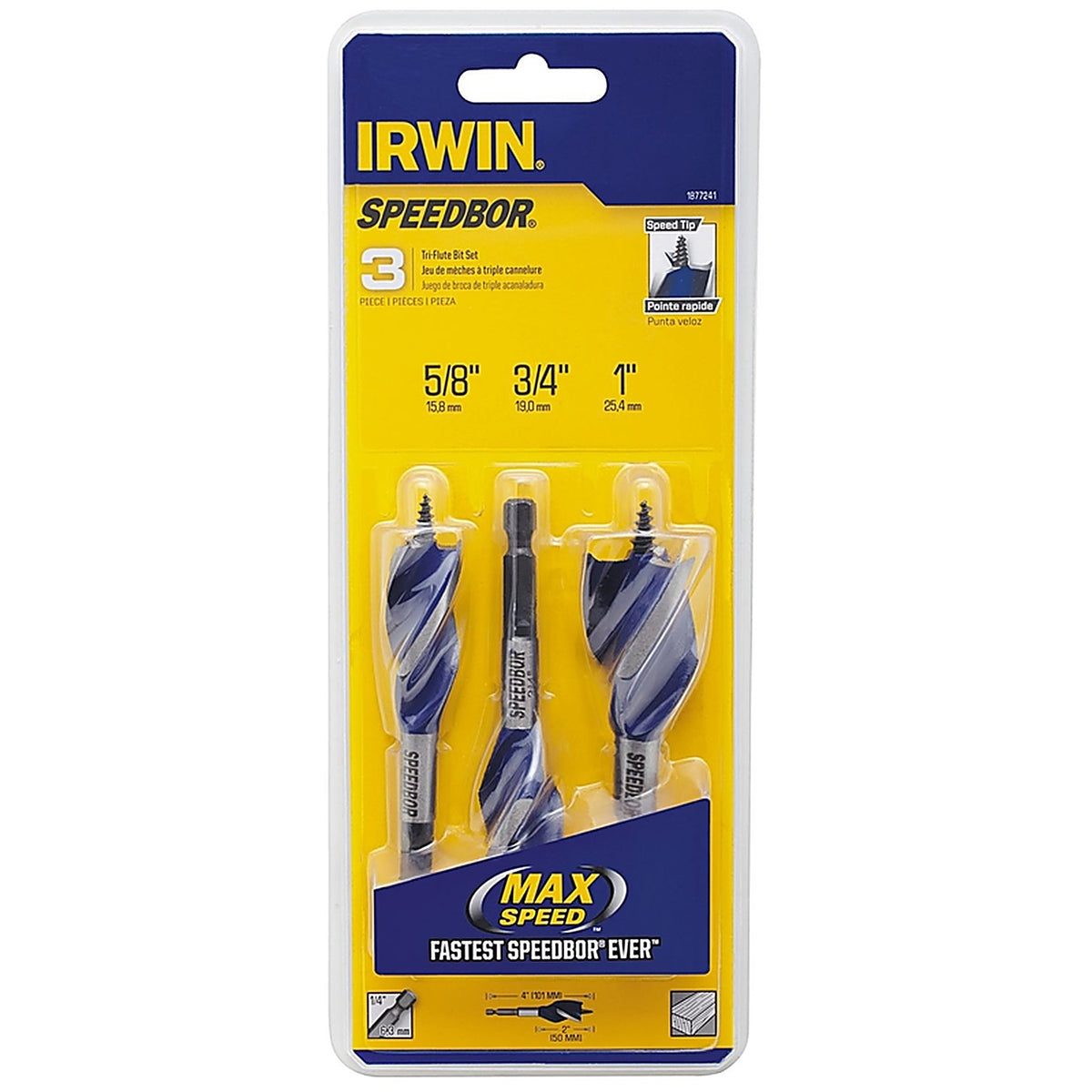 Irwin 1877241 Speedbor Steel Wood Boring Bit Set 3/pc.