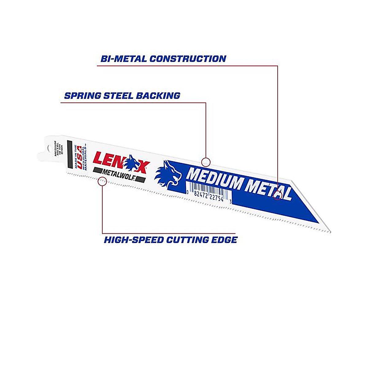 Lenox 22754OSB818R 8 in. Bi-Metal Reciprocating Saw Blade 18 TPI 1/Pack