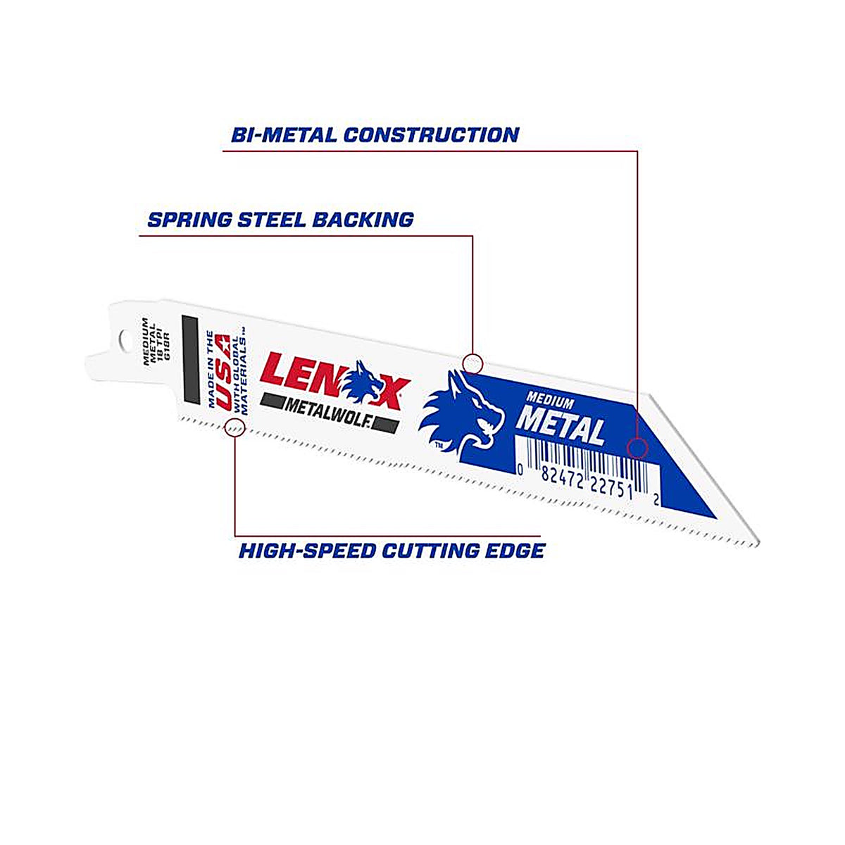 Lenox 22751OSB618R 6 in. Bi-Metal Reciprocating Saw Blade 18 TPI 1/Pack