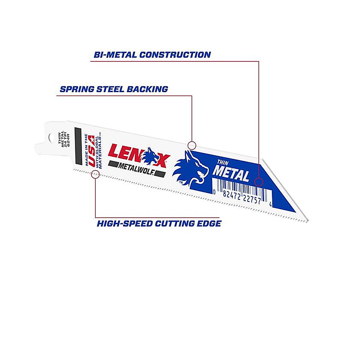 Lenox 22757OSB624R 6 in. Bi-Metal Reciprocating Saw Blade 24 TPI 1/Pack