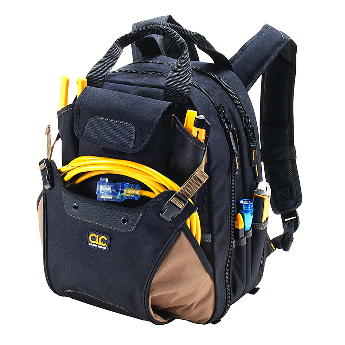 CLC 1134 7.5 in. W X 16 in. H Polyester Backpack Tool Bag 44 pocket Black/Tan 1 pc