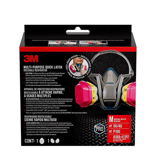 3M 65023QLHA1C-PS P100 Multi-Purpose Half Face Respirator Pro-Series Blue M 1 pc