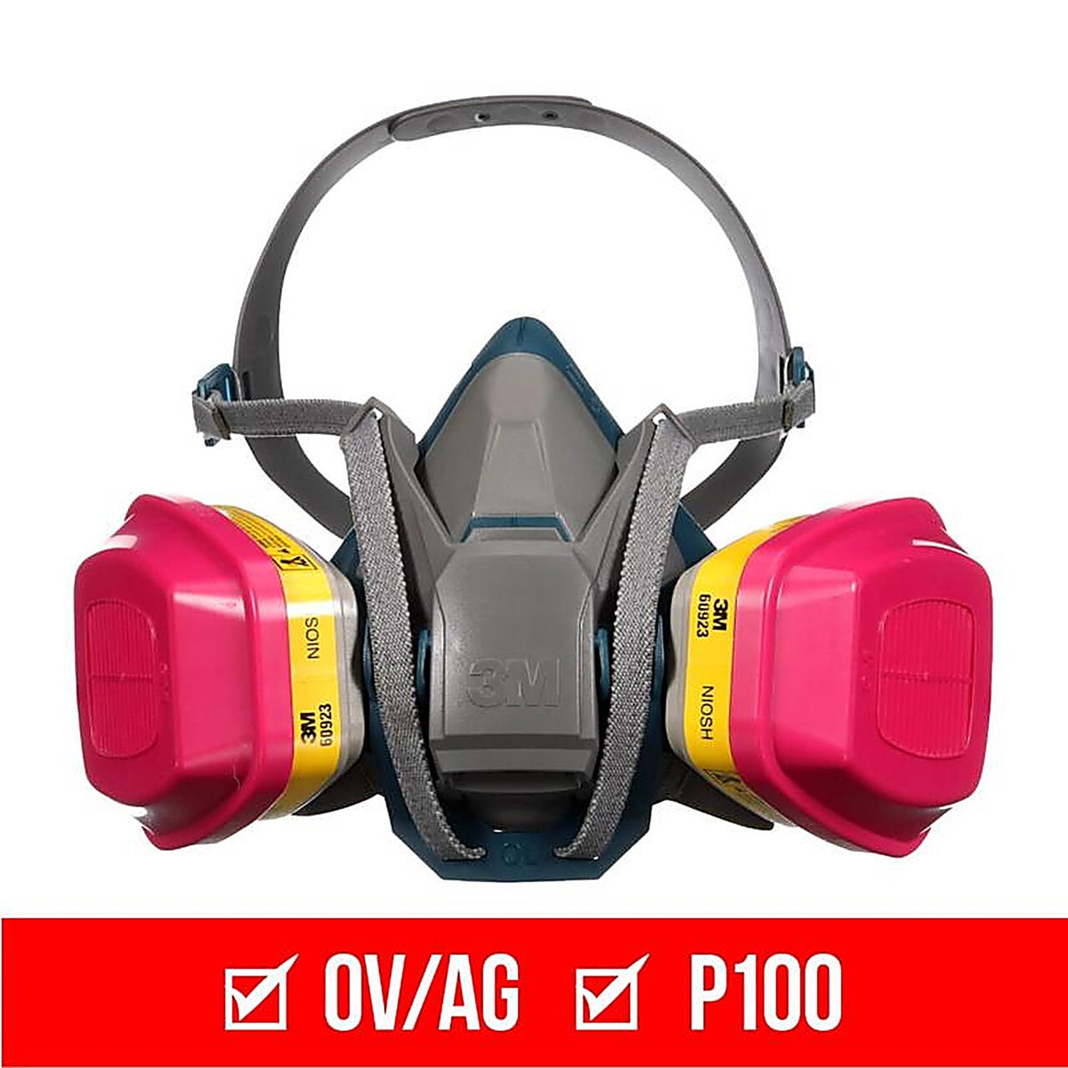 3M 65023QLHA1C-PS P100 Multi-Purpose Half Face Respirator Pro-Series Blue M 1 pc
