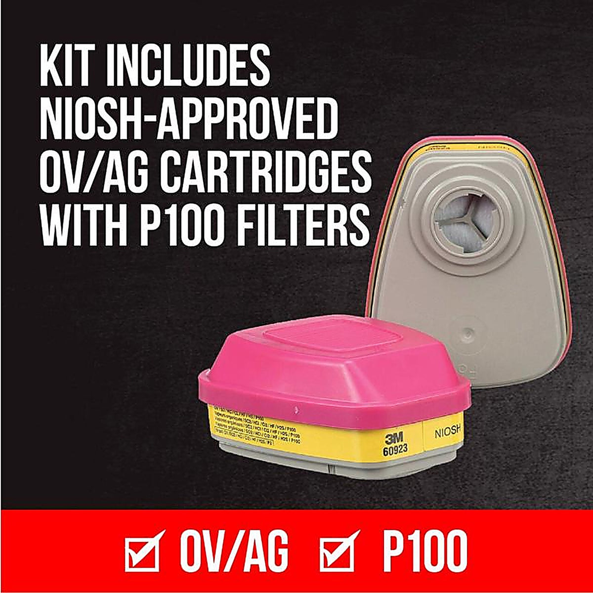 3M 65023QLHA1C-PS P100 Multi-Purpose Half Face Respirator Pro-Series Blue M 1 pc