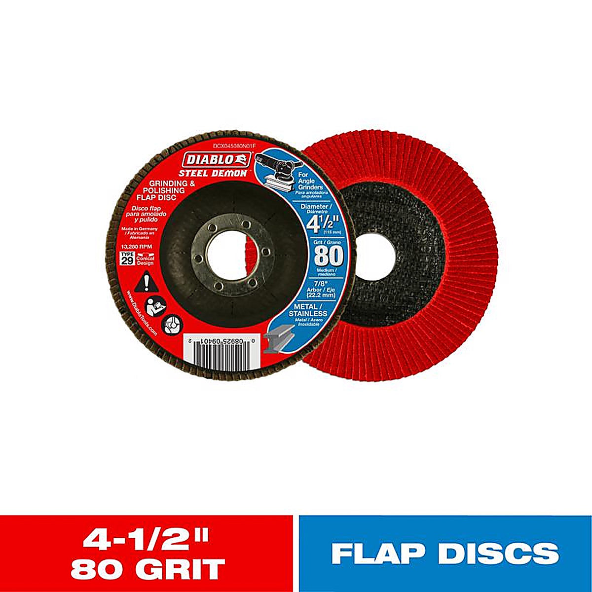 Diablo DCX045080N01F Steel Demon 4-1/2 in. D X 7/8 in. S Zirconium Flap Disc 80 Grit 1 pk