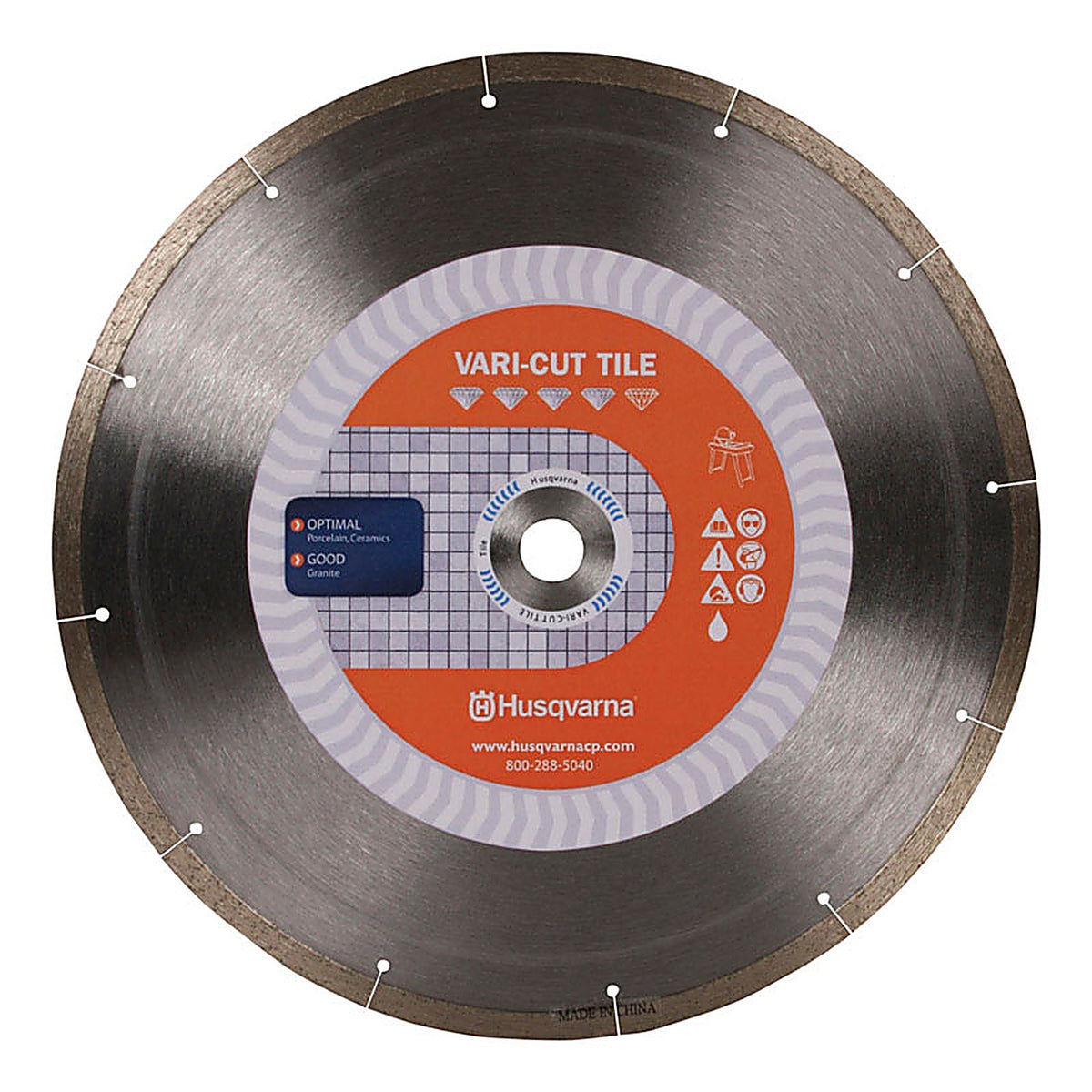 Husqvarna 542761284 10 in. D X 1 in. S Vari-Tile Diamond Segmented Rim Diamond Saw Blade