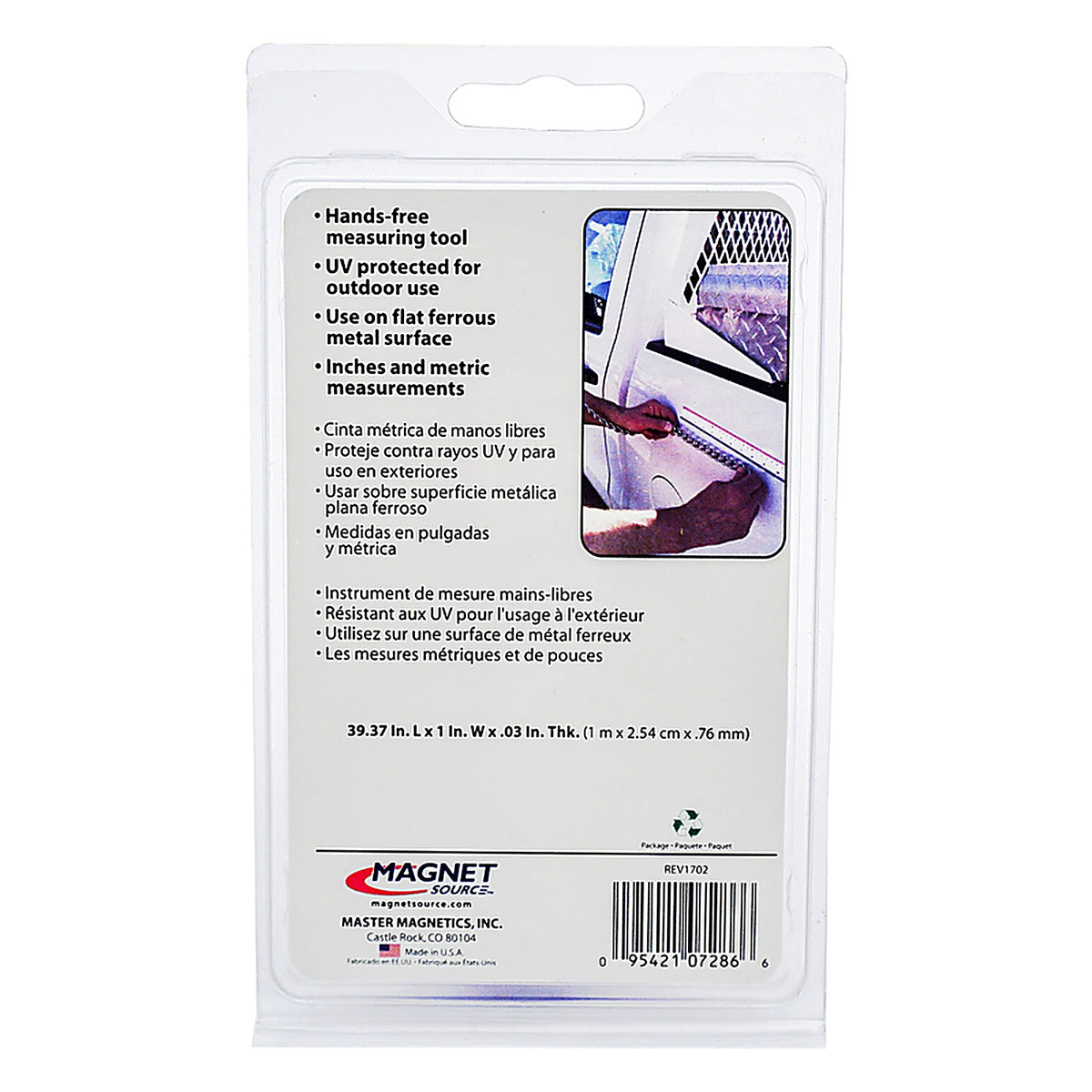 Magnet Source - 07286 - 39.375 In. L X 1 In. W Blue/Red/White Magnetic Measuring Tape 1 Piece
