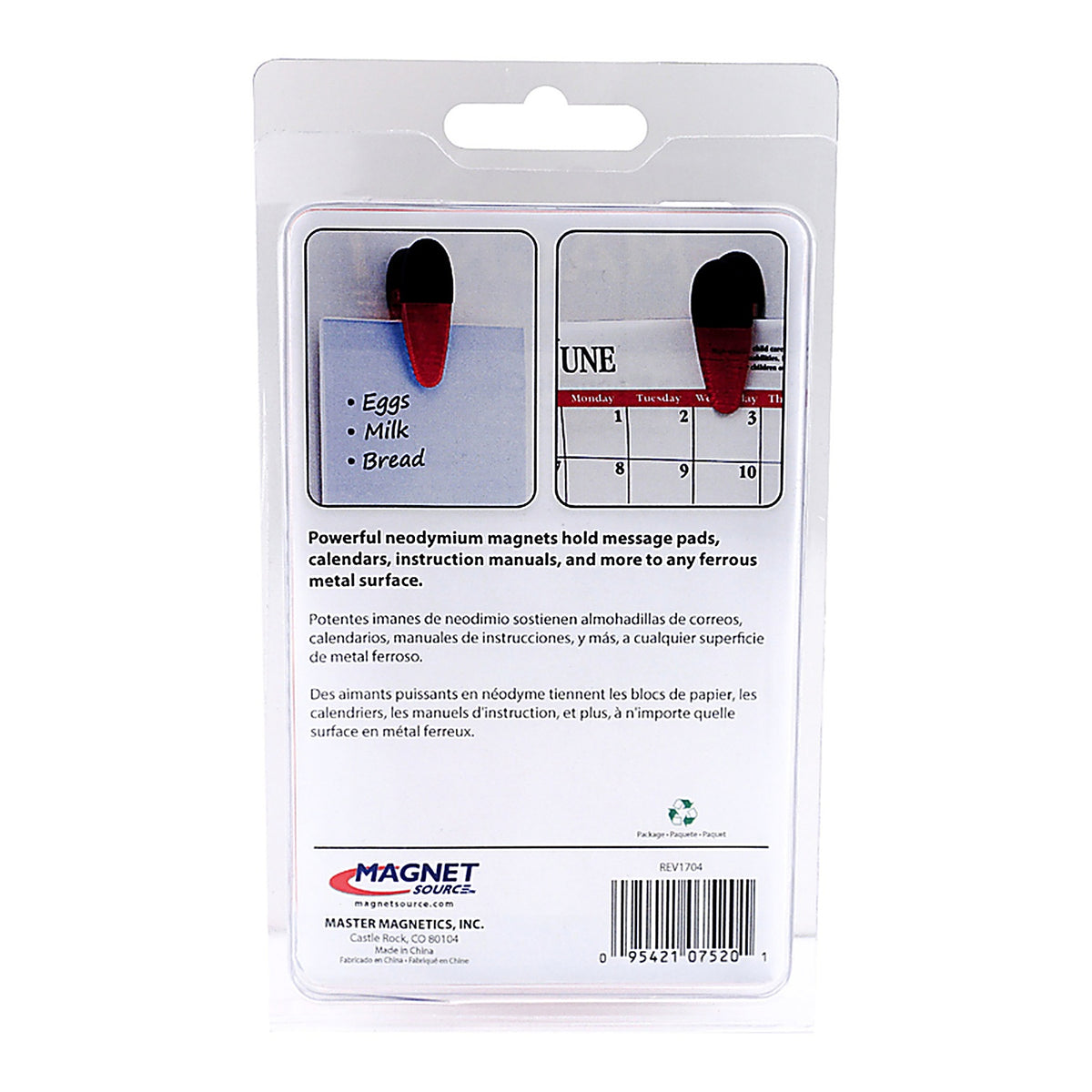Magnet Source - 07520 - 1-5/8 In. L X 1-1/4 In. W Red Magnetic Clips 2 Piece
