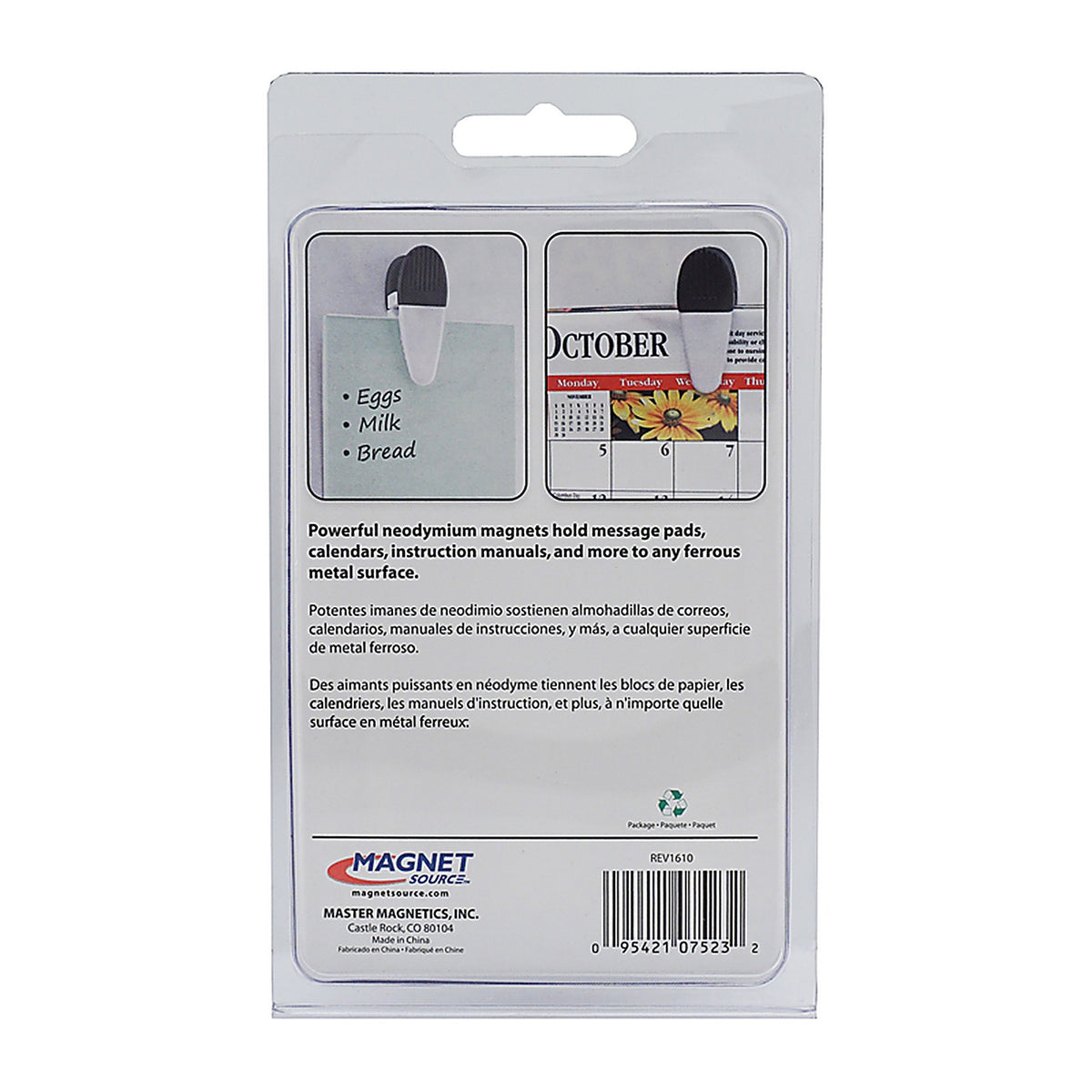 Magnet Source - 07523 - 3.5 In. L X 1.25 In. W Black/White Magnetic Clips 2 Piece