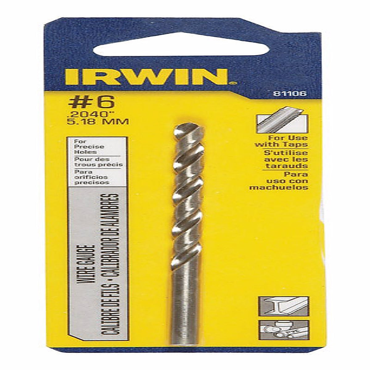 Irwin 81106 2-1/2 in. x 3-3/4 in. L High Speed Steel Wire Gauge Bit 1/pc.