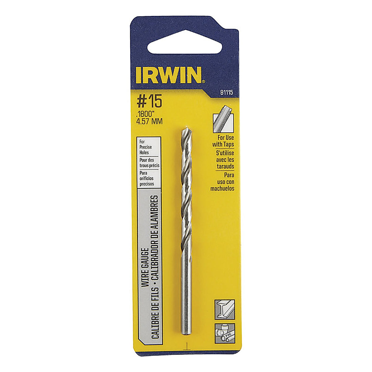 Irwin 81115 2-3/16 in. x 3-3/8 in. L High Speed Steel Wire Gauge Bit 1/pc.