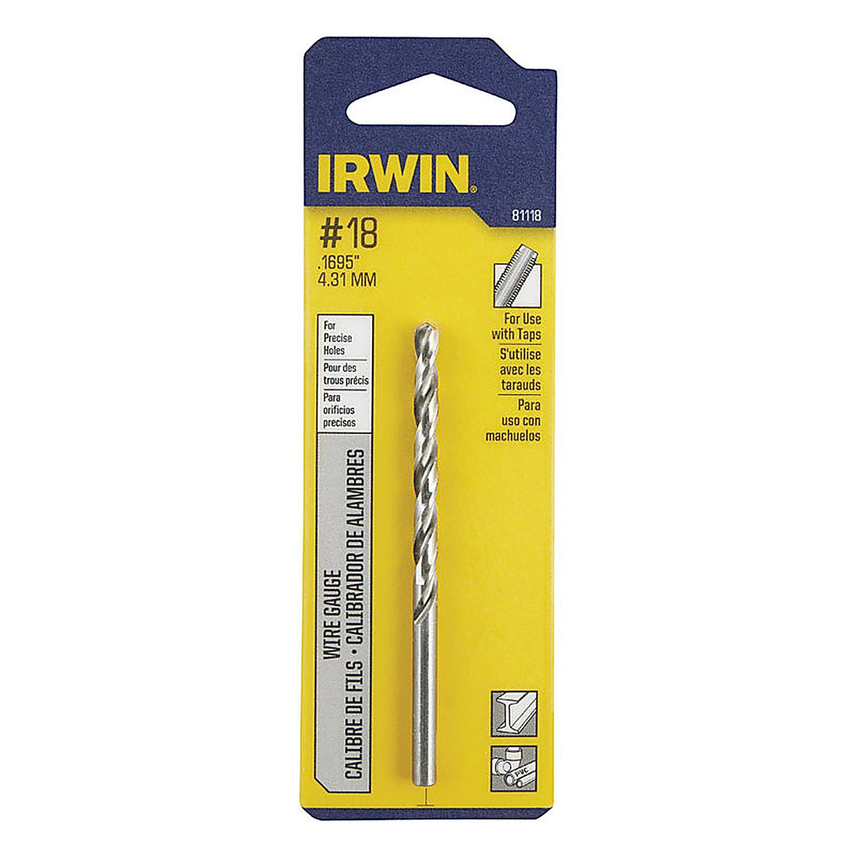 Irwin 81118 2-1/8 in. x 3-1/4 in. L High Speed Steel Wire Gauge Bit 1/pc.