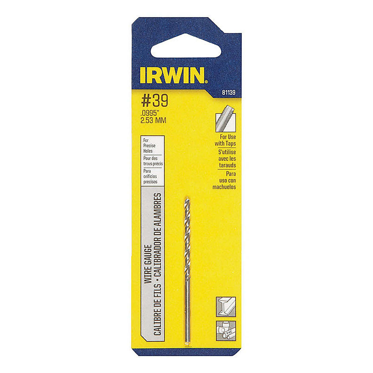 Irwin 81139 1-3/8 in. x 1-3/8 in. L High Speed Steel Wire Gauge Bit 1/pc.