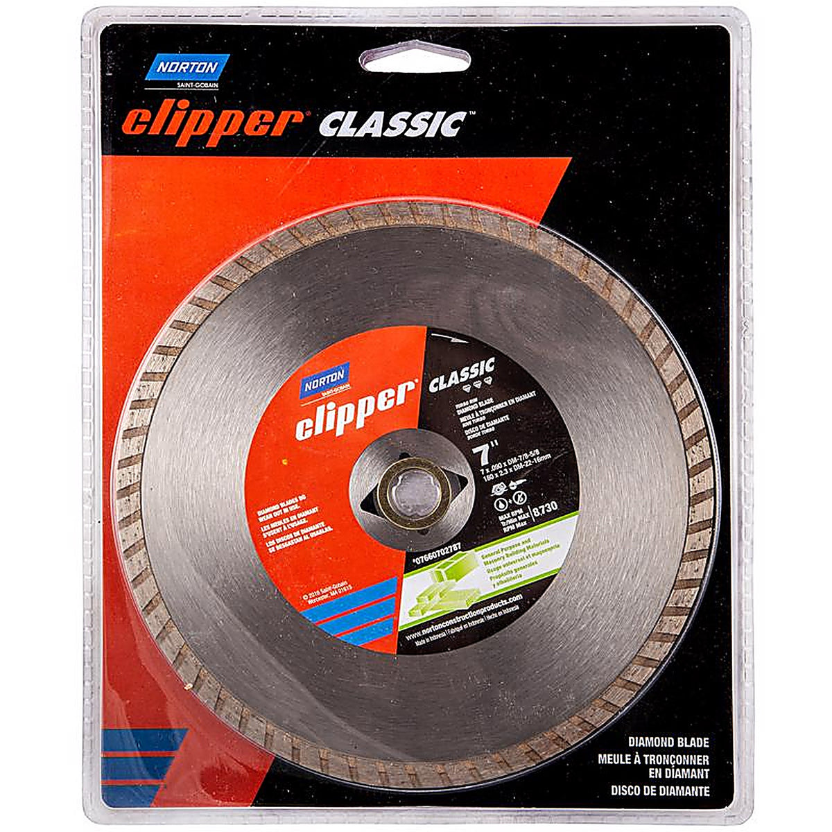 Norton - 7660702787 - Clipper 7 In. D X 5/8 and 7/8 In. Diamond Turbo Rim Circular Saw Blade 1 Pack