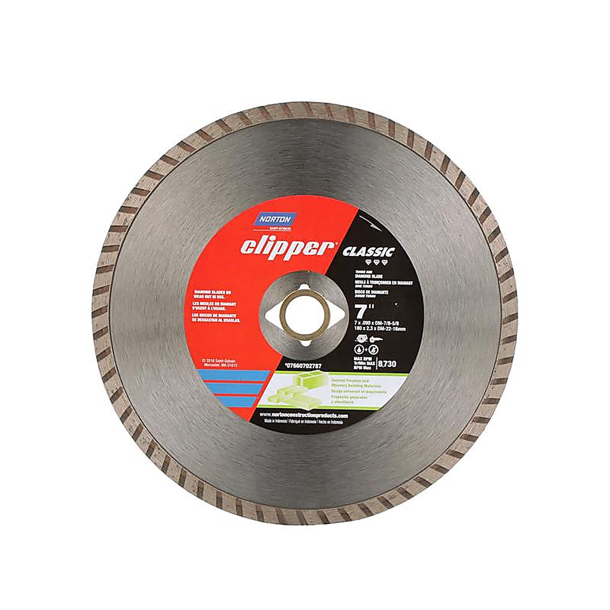 Norton - 7660702787 - Clipper 7 In. D X 5/8 and 7/8 In. Diamond Turbo Rim Circular Saw Blade 1 Pack
