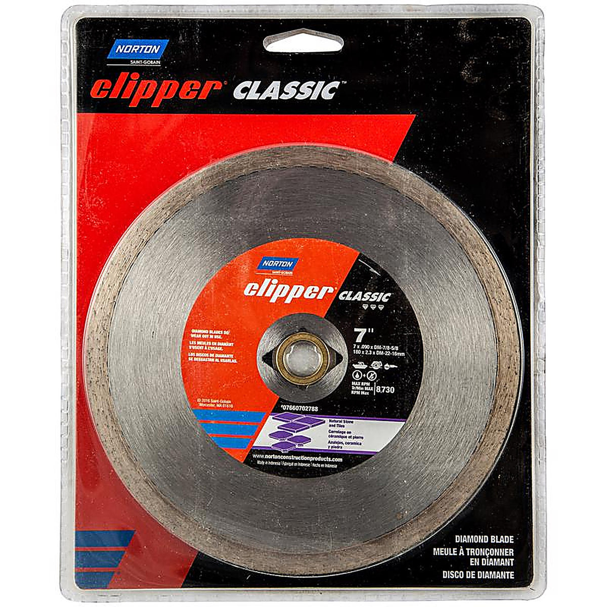 Norton - 07660702788 - Clipper 7 In. D X 5/8 and 7/8 In. Diamond Continuous Rim Diamond Saw Blade 1 Pack