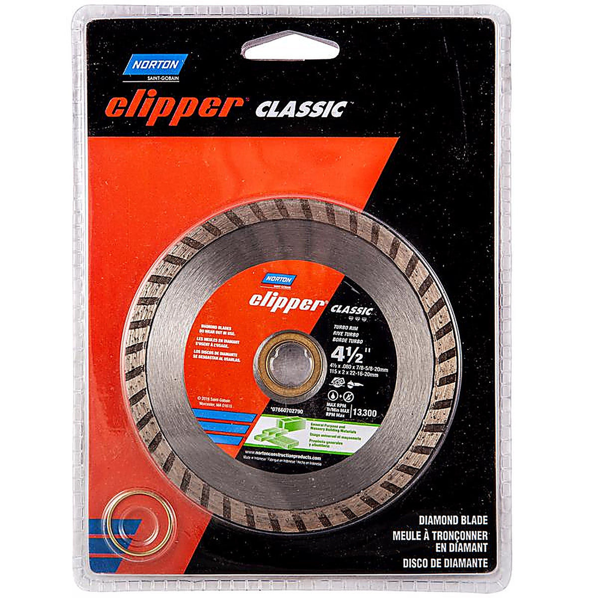 Norton 7660702790 4-1/2 Dia. x 5/8 and 7/8 Diamond Turbo Diamond Saw Blade 1