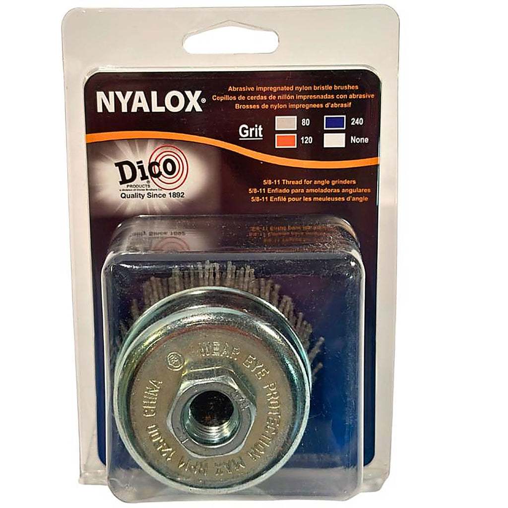 Dico 7200004 3 in. Dia. x 5/8-11 in. x 1/4 Dia. Crimped Nylon Mandrel Mounted Cup Brush 12500 rpm