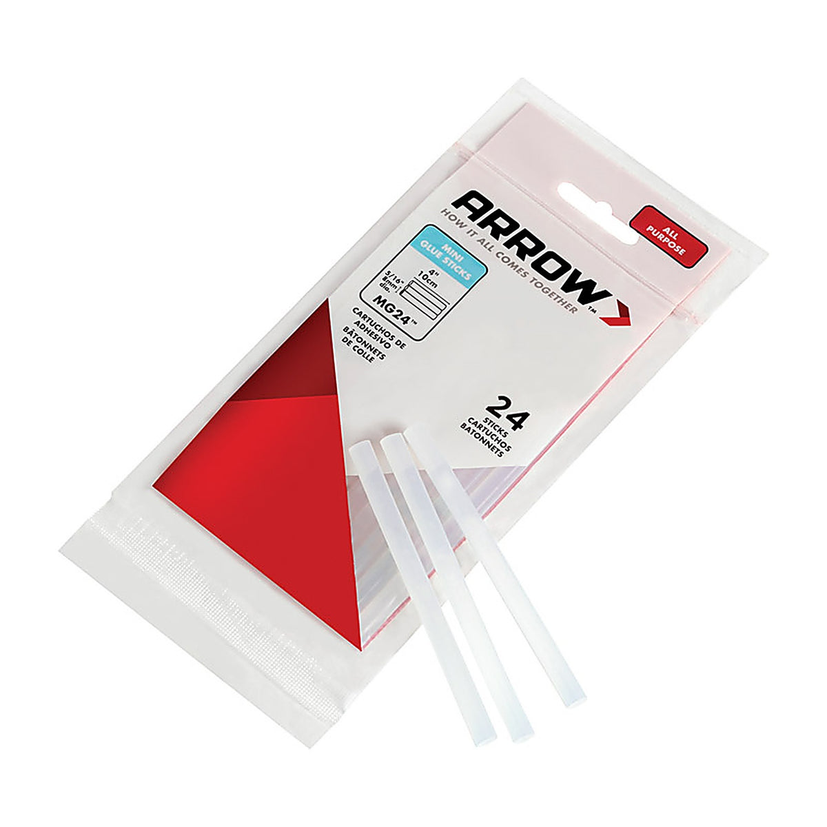 Arrow - MG24-4 - 0.4 In. D X 4 In. L Mini Glue Sticks Clear 24 Pack