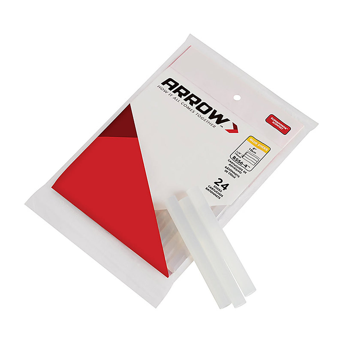 Arrow - BSS6-4 - 0.5 In. D X 4 In. L Glue Sticks Clear 24 Pack