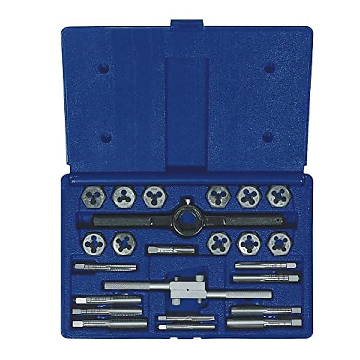 Irwin 24614 Hanson High Carbon Steel SAE Tap and Die Set 1/4 20NC, 1/4-20NF, 5/16-8NC, 5/16-24NF, 3/8-16NC