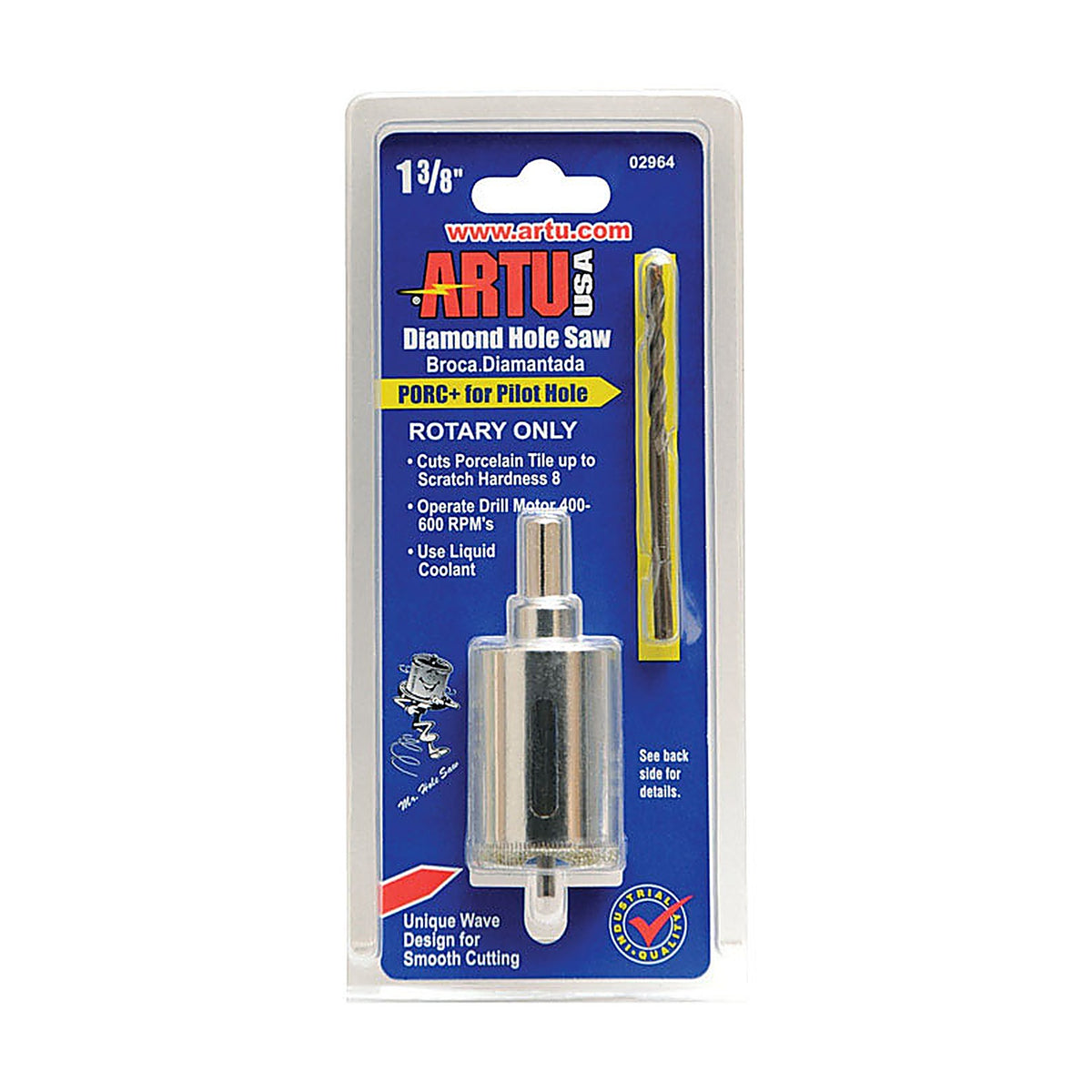 Artu 2964 1-3/8 in. Dia. x 1.3 in. L Carbide Grit Hole Saw 1/pc.