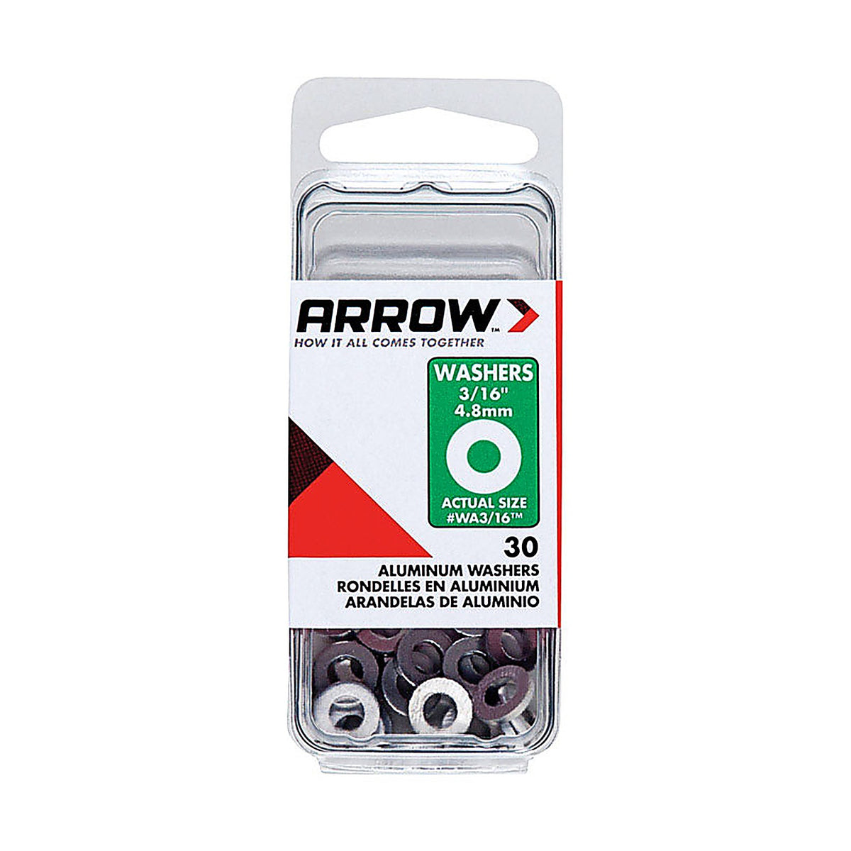 Arrow - WA3/16 - 3/16 In. D Aluminum Flat Washers Silver 30 Pack