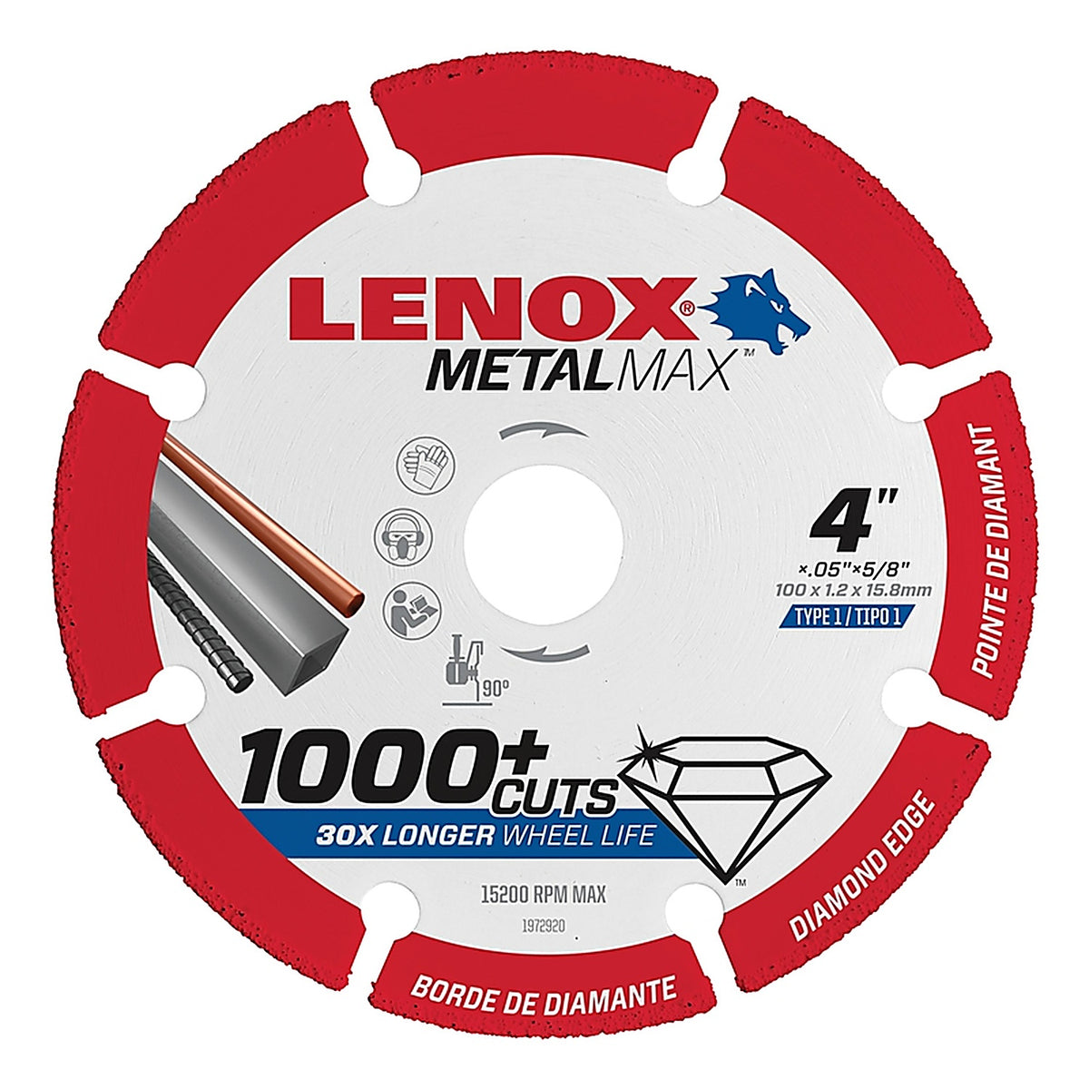 Lenox 1972920 MetalMax 4 in. Dia. x 5/8 in. Diamond/Metal Metal Cut-Off Blade 1/pc.
