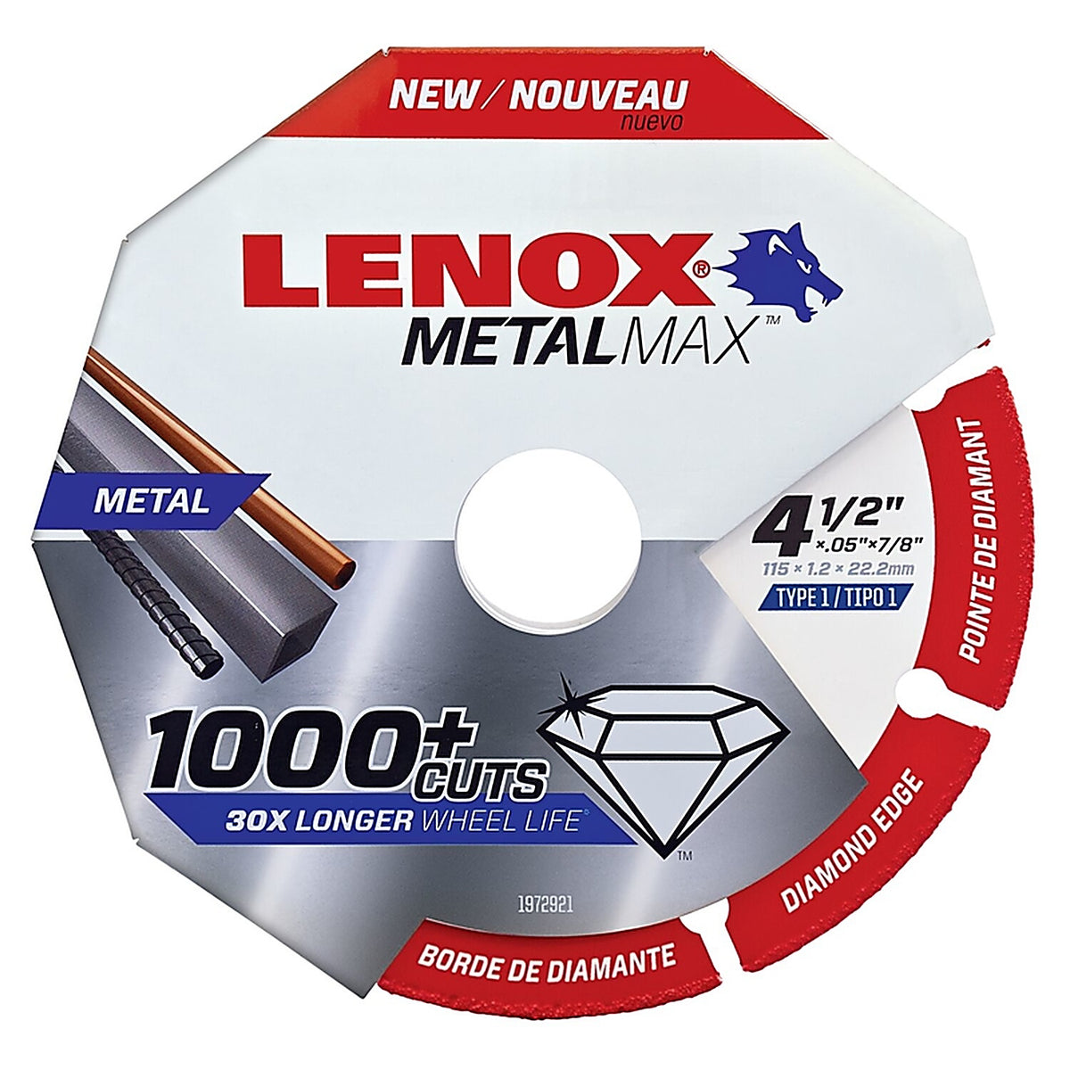 Lenox 1972921 MetalMax 4-1/2 in. Dia. x 7/8 in. Diamond/Metal Metal Cut-Off Blade 1/pc.