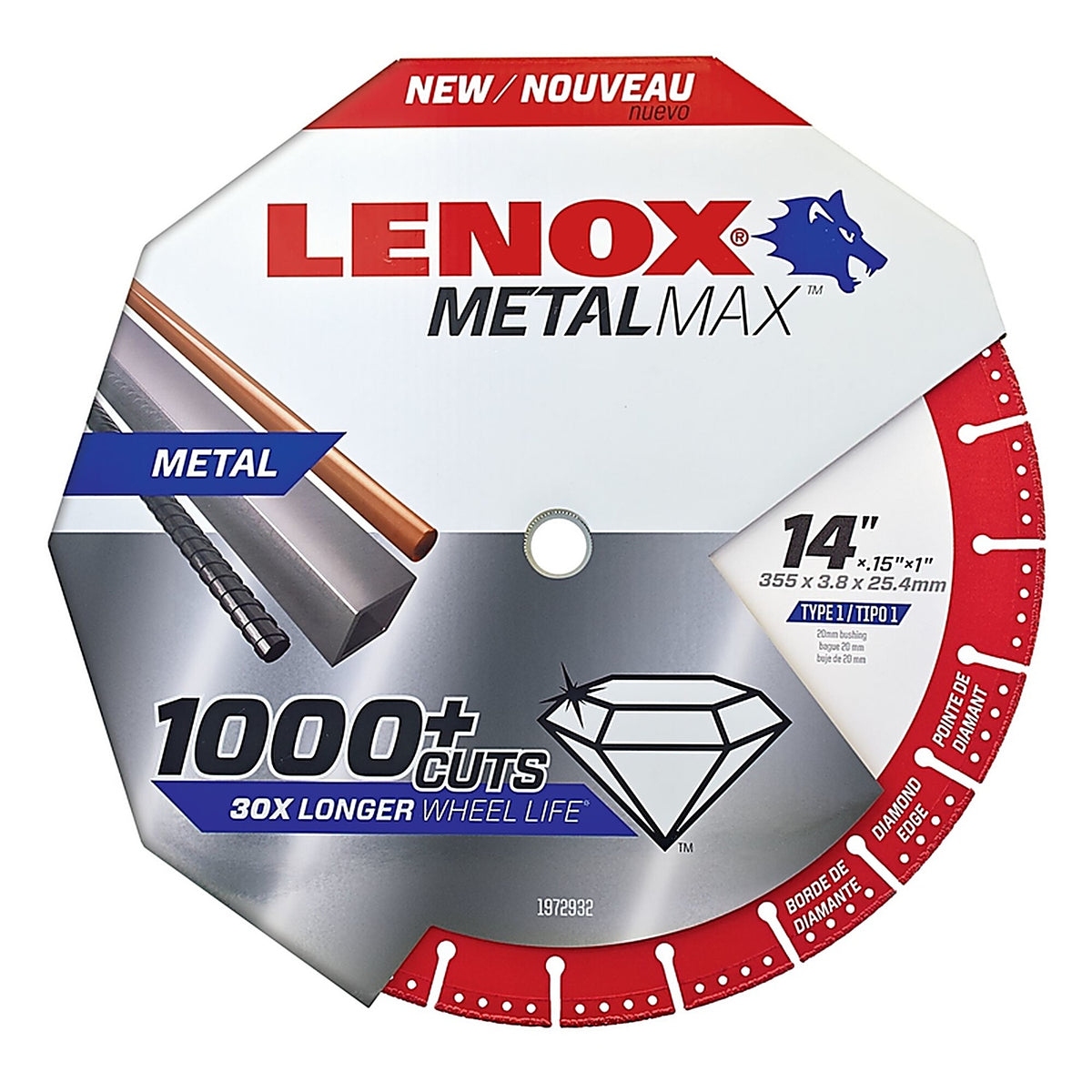 Lenox 1972932 MetalMax 14 in. Dia. x 1 in. Diamond/Metal Metal Cut-Off Blade 1/pc.