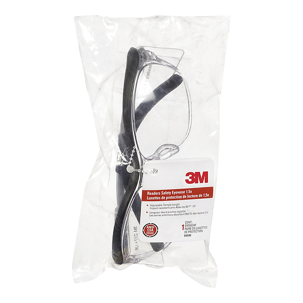 3M - 91191H1-C - Anti-Fog Safety Readers Clear Lens Black Frame 1 Piece