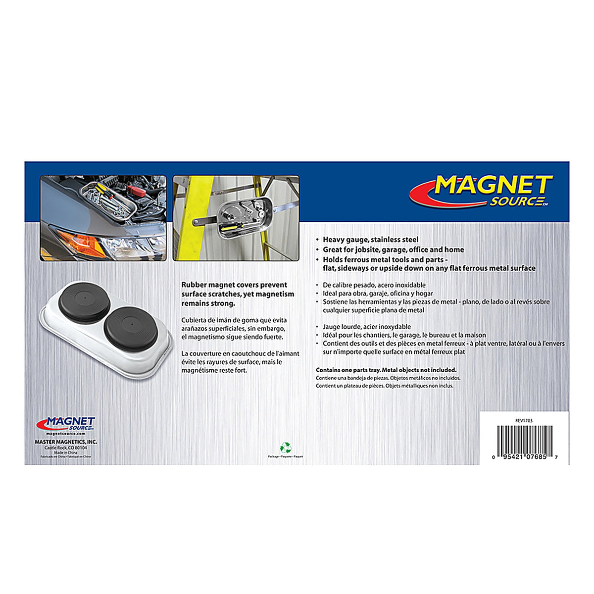 Master Magnetics 7685 9.5 in. Stainless Steel Magnetic Tray 3.4 MGOe Silver 1/pc.