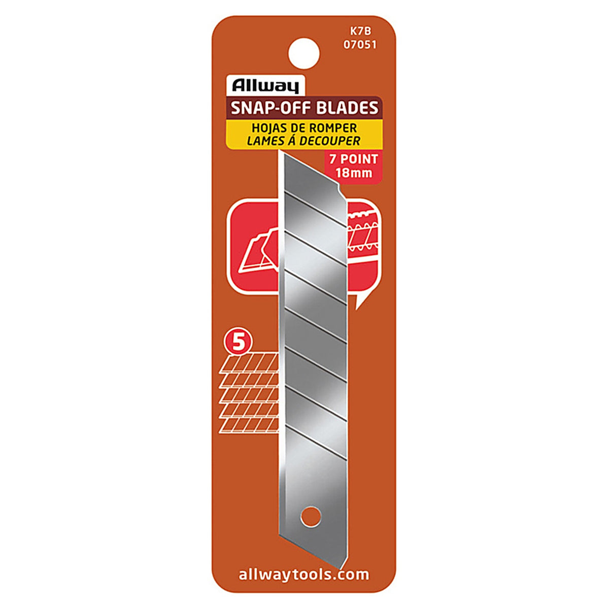 Allway K7B Carbon Steel 7 Point Segmented Replacement Snap Blades 5 pk