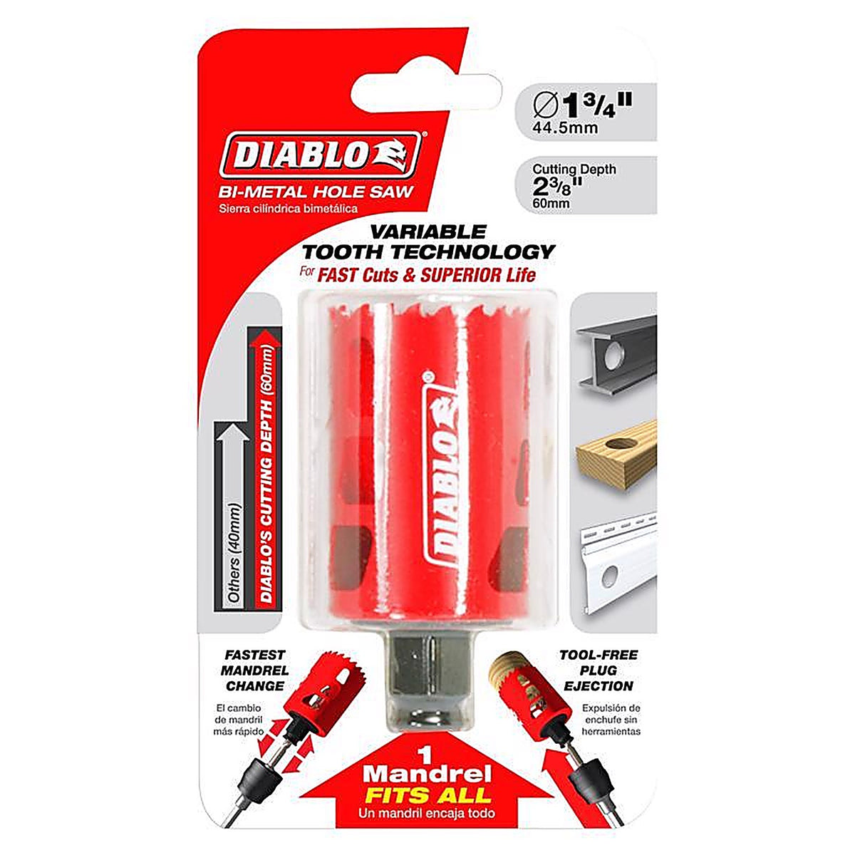Diablo DHS1750 Snap-Lock Plus 1-3/4 in. Bi-Metal Hole Saw 1 pc