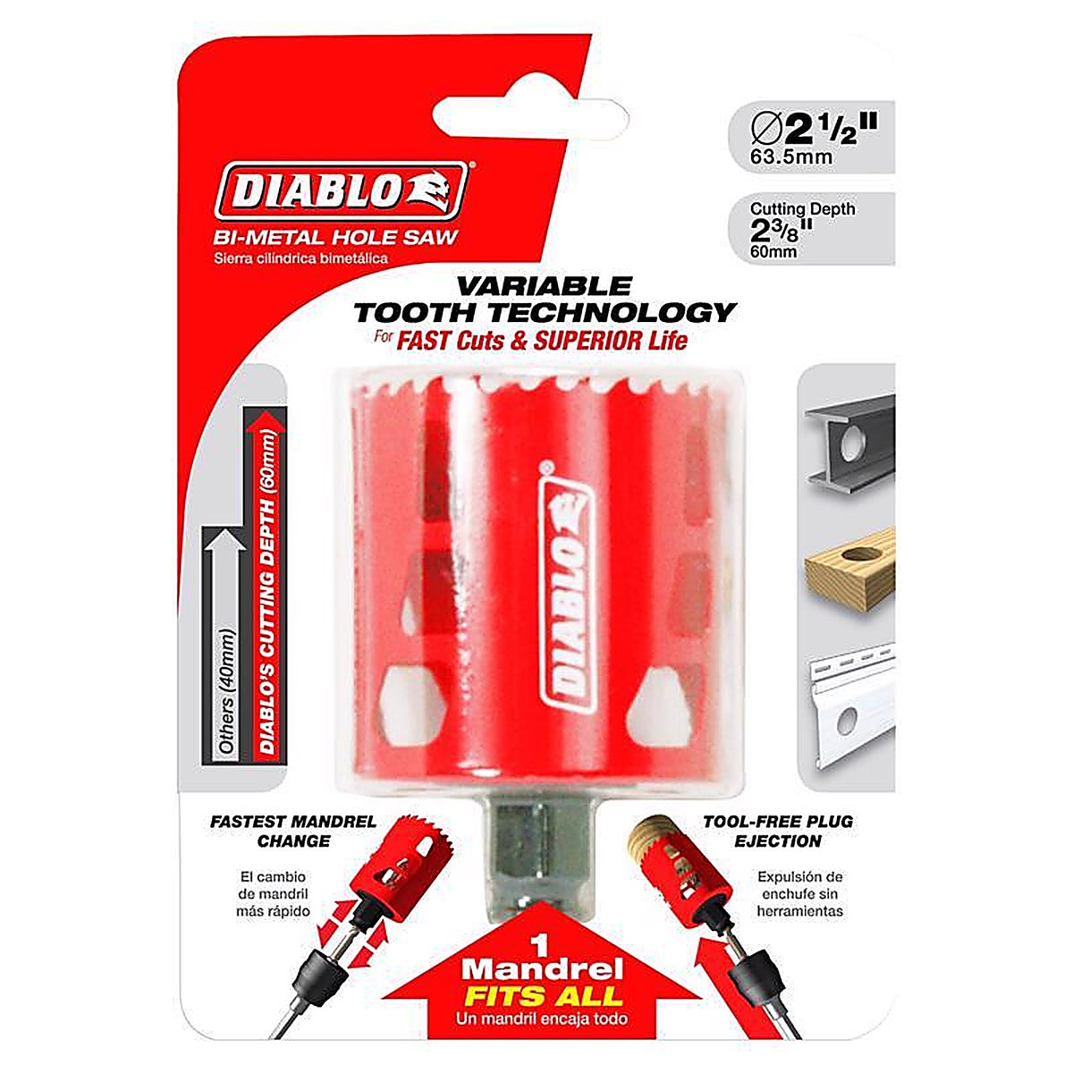 Diablo DHS2500 Snap-Lock Plus 2-1/2 in. Bi-Metal Hole Saw 1 pc