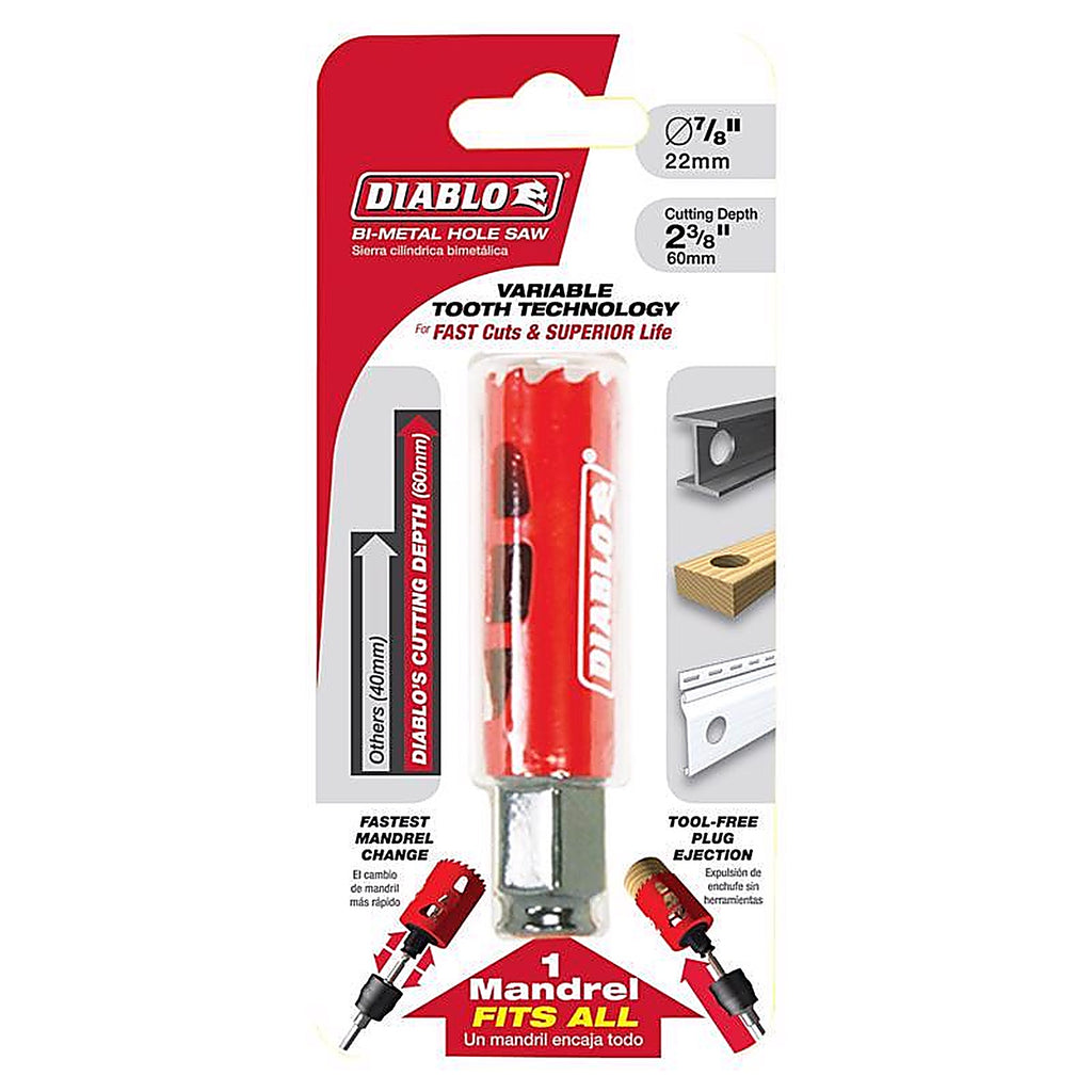 Diablo DHS0875 Snap-Lock Plus 7/8 in. Bi-Metal Hole Saw 1 pc