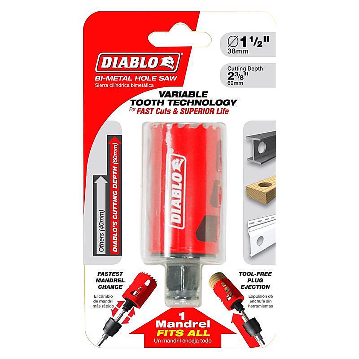 Diablo DHS1500 Snap-Lock Plus 1-1/2 in. Bi-Metal Hole Saw 1 pc