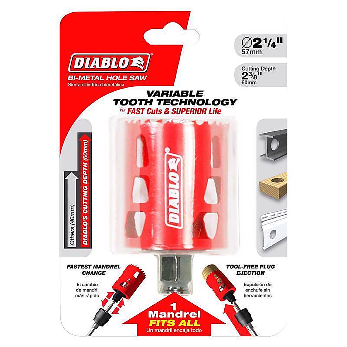 Diablo DHS2250 Snap-Lock Plus 2-1/4 in. Bi-Metal Hole Saw 1 pc