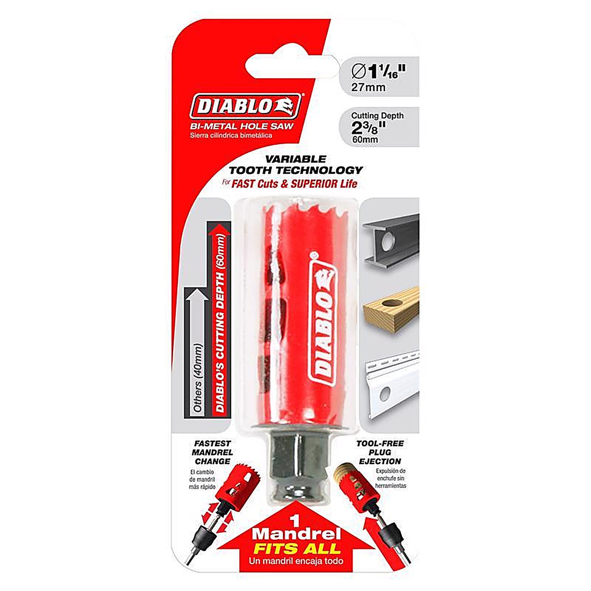 Diablo DHS1063 1-1/16 in. Bi-Metal Hole Saw 1 pc