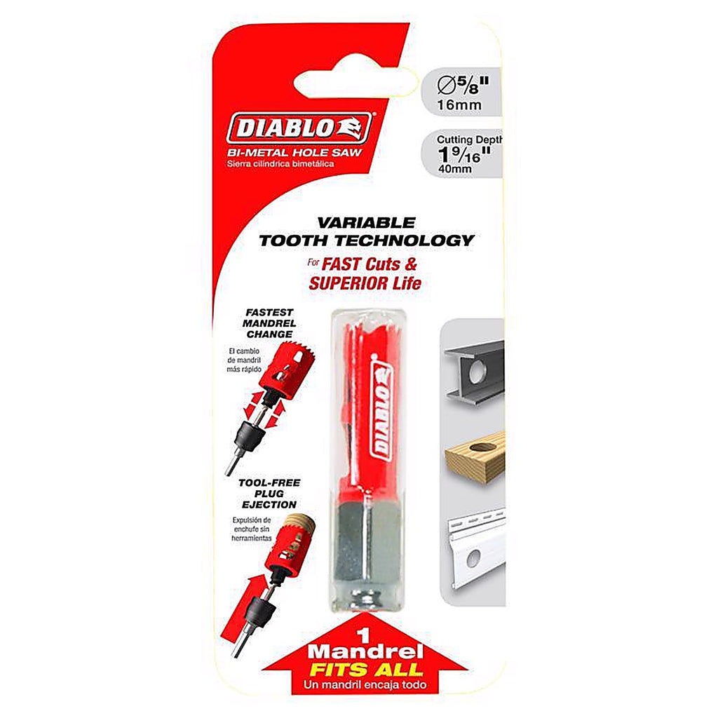 Diablo DHS0625 Snap-Lock Plus 5/8 in. Bi-Metal Hole Saw 1 pc
