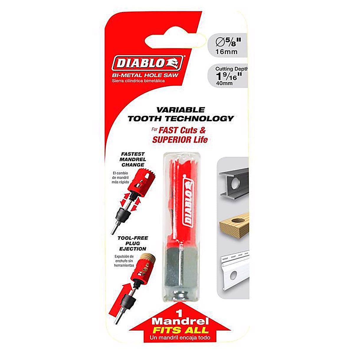 Diablo DHS0625 Snap-Lock Plus 5/8 in. Bi-Metal Hole Saw 1 pc