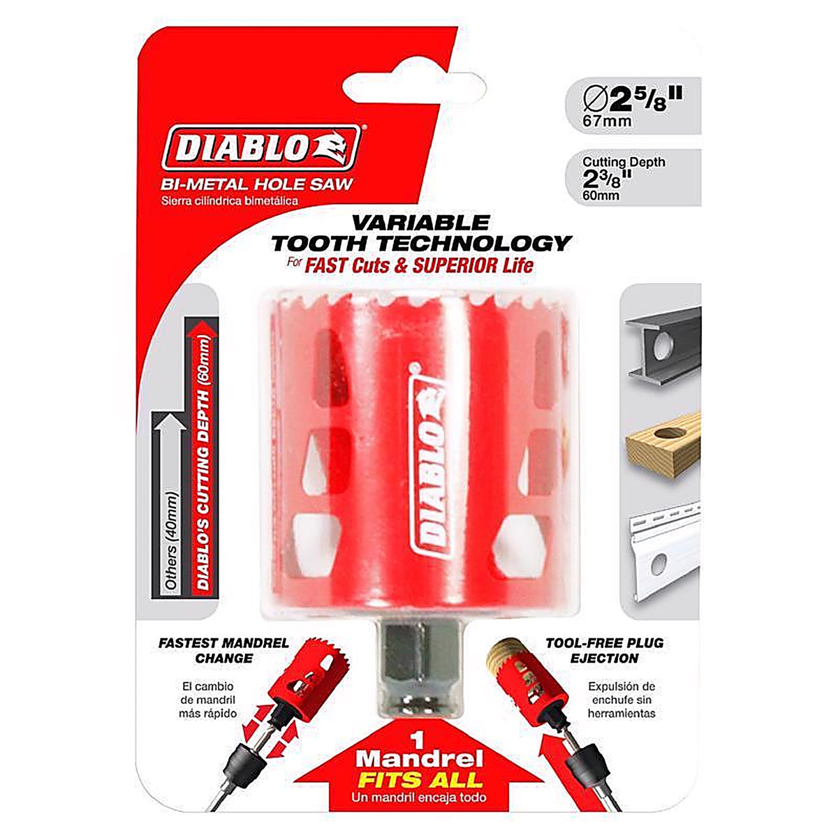 Diablo DHS2625 2-5/8 in. Bi-Metal Hole Saw 1 pc