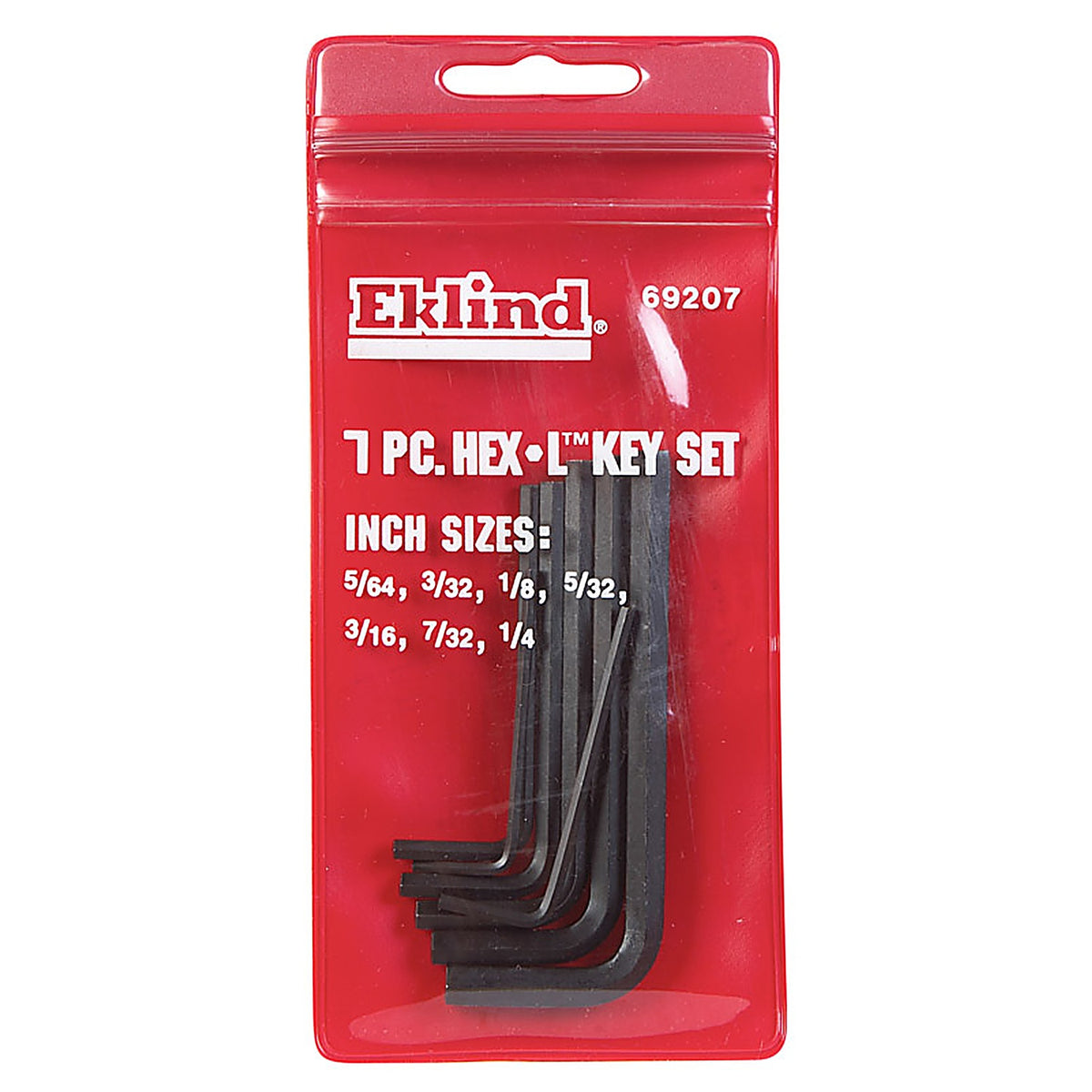 Eklind Tool 69207 Hex-L 5/64in. to 1/4in. SAE Short Arm Hex L-Key Set Multi-Size in. 7/pc.