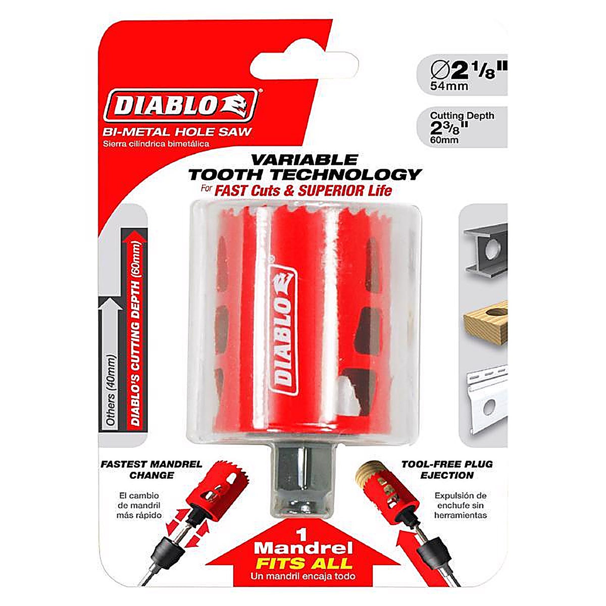 Diablo DHS2125 Snap-Lock Plus 2-1/8 in. Bi-Metal Hole Saw 1 pc