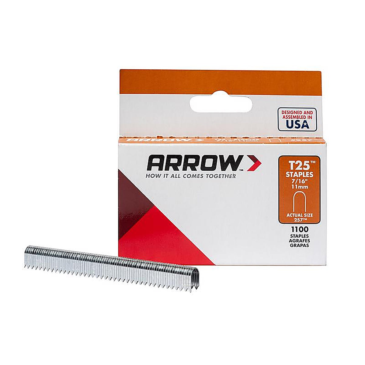 Arrow Fastener 257 T25 1/4 in. W x 7/16 in. L 18 Ga. Round Crown Wire Staples 1100/Pack