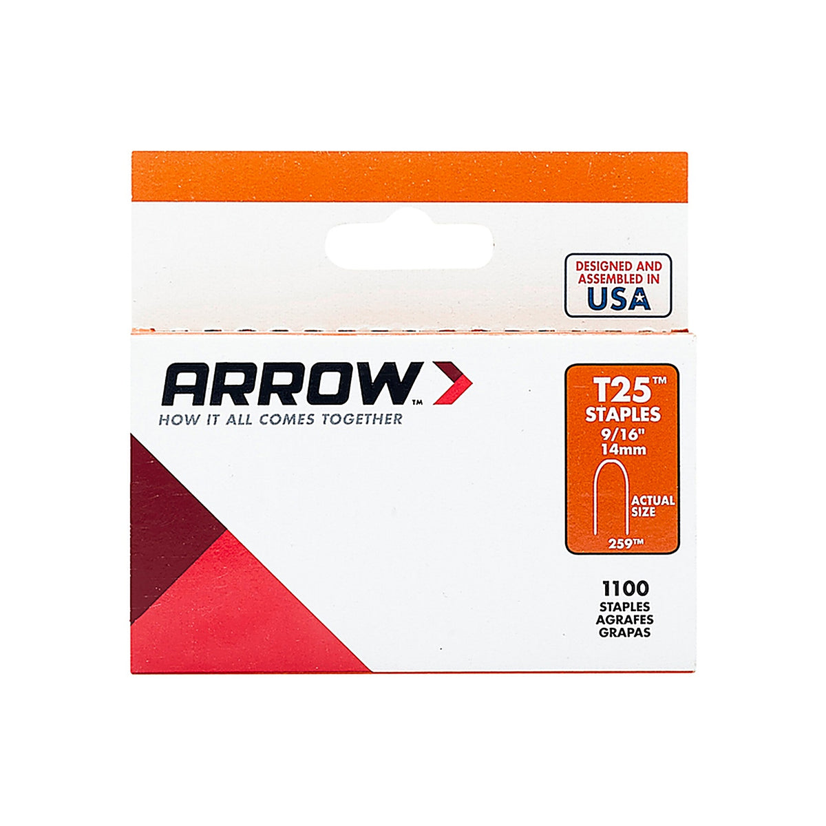 Arrow Fastener 259 T25 1/4 in. W x 9/16 in. L 18 Ga. Round Crown Wire Staples 1100/Pack