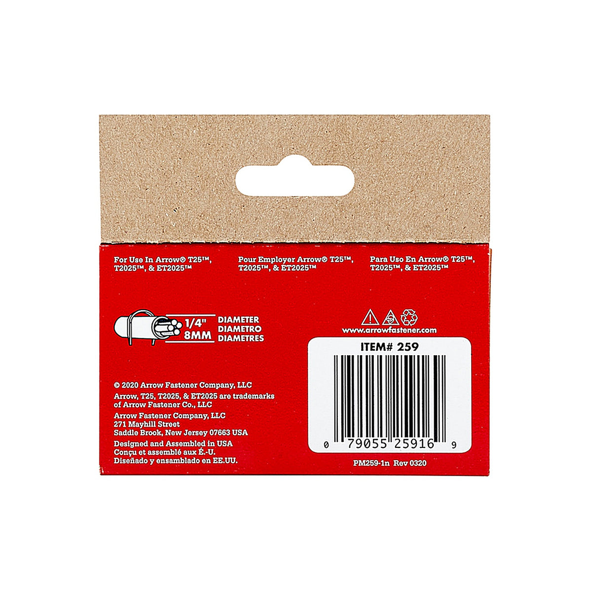 Arrow Fastener 259 T25 1/4 in. W x 9/16 in. L 18 Ga. Round Crown Wire Staples 1100/Pack