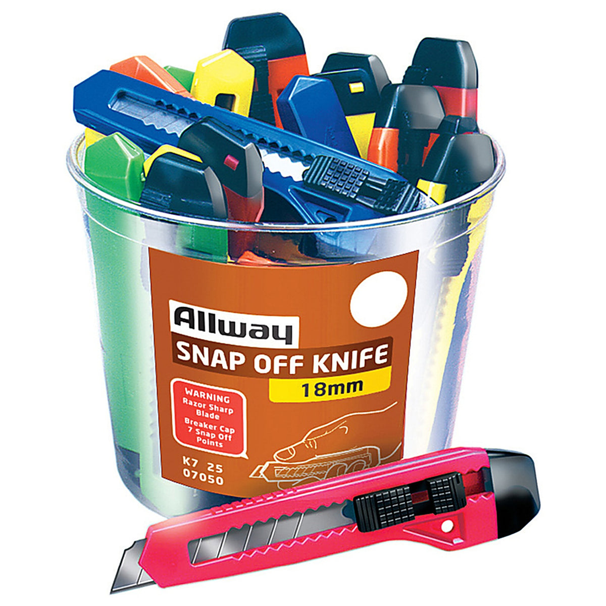 Allway K7-25 6-1/4 in. Snap-Off Utility Knife Assorted 25 pk