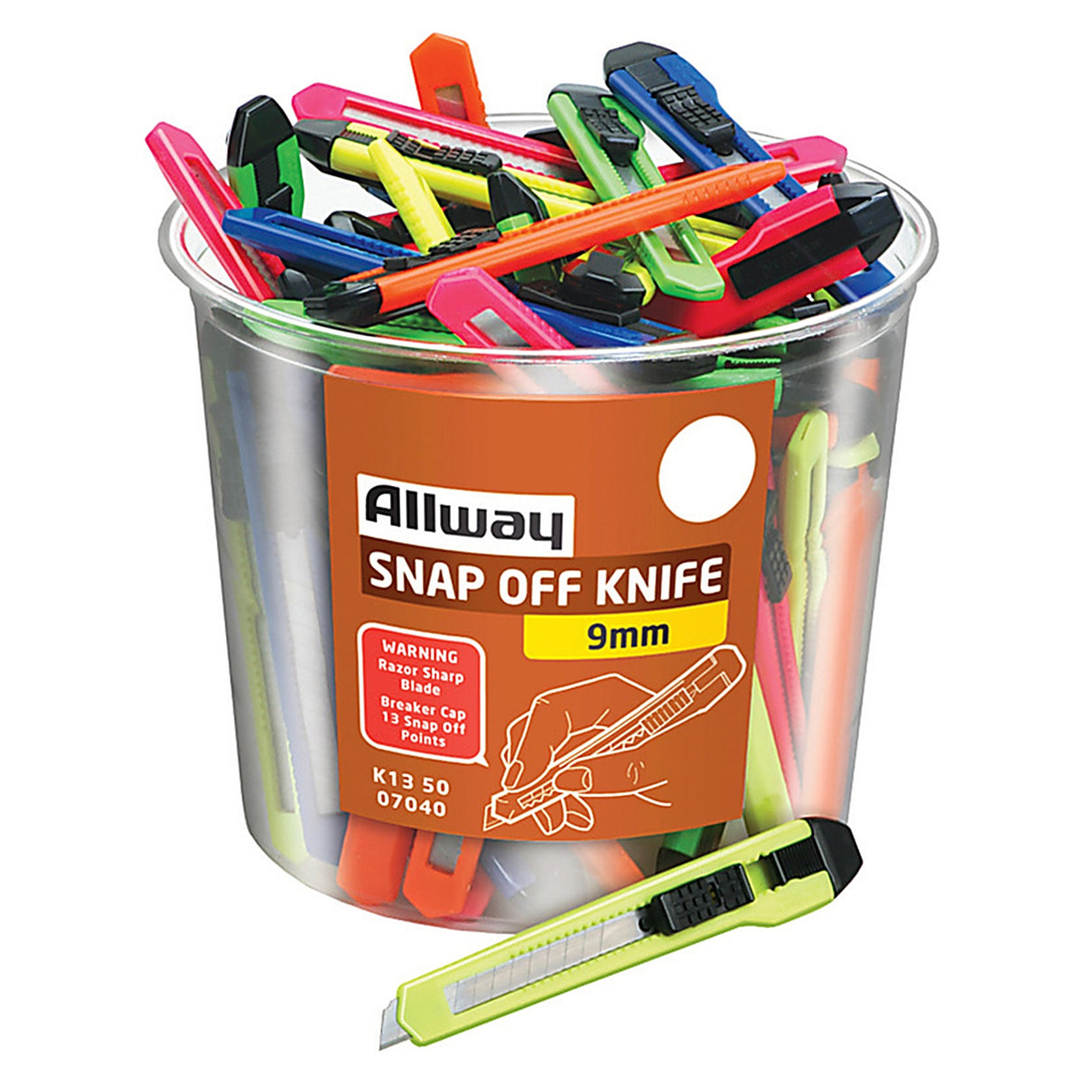 Allway K13-50 5 in. Snap-Off Utility Knife Assorted 50 pk