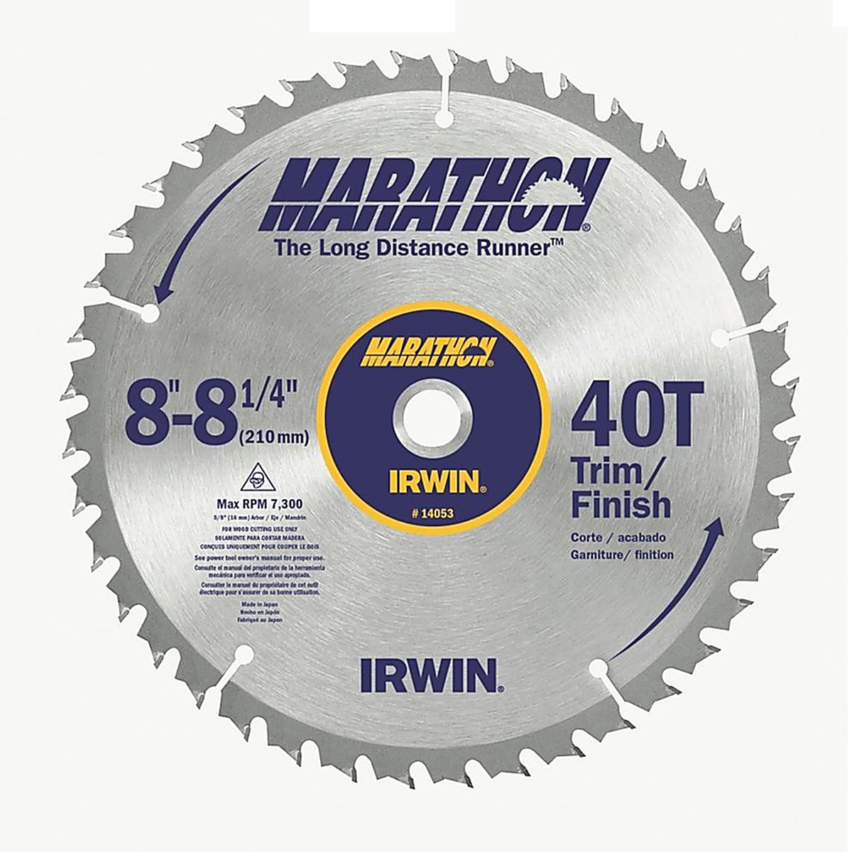 Irwin 14053 Marathon 8-1/4 in. Dia. x 5/8 in. Carbide Miter and Table Saw Blade 40 teeth 1/Pack
